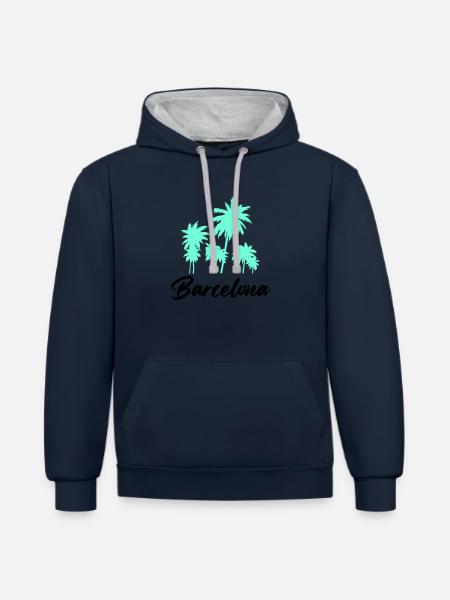 Barcelona - Contrast hoodie - navy/heather grey