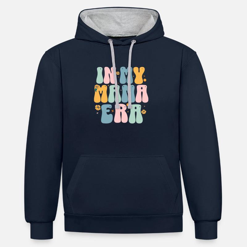 À l’époque de ma maman - Sweat à capuche contrasté - bleu marine/gris chiné