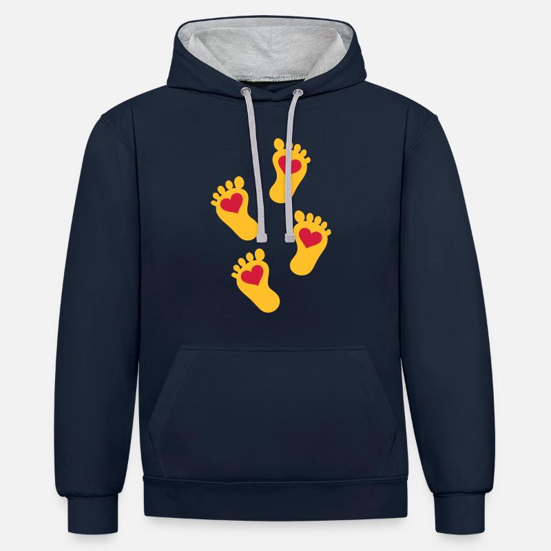 bébé - Sweat à capuche contrasté - bleu marine/gris chiné