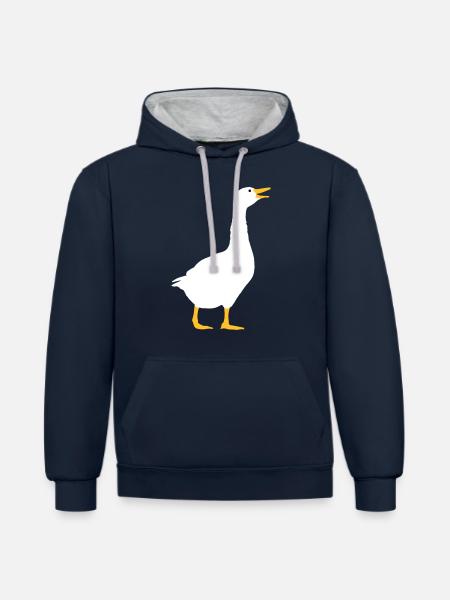Laughing goose design - Contrast hoodie - navy/heather grey