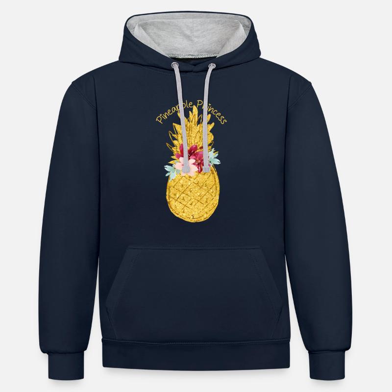 ananas princesse fleur d’ananas - Sweat à capuche contrasté - bleu marine/gris chiné