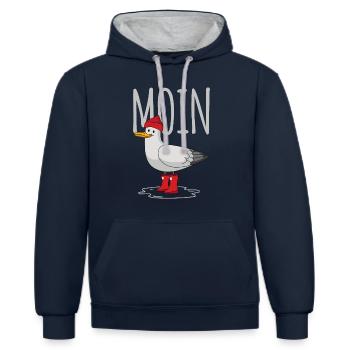 Moin Möwe - Kontrast-Hoodie - Navy/Grau meliert - Vorne - Nico (186cm)