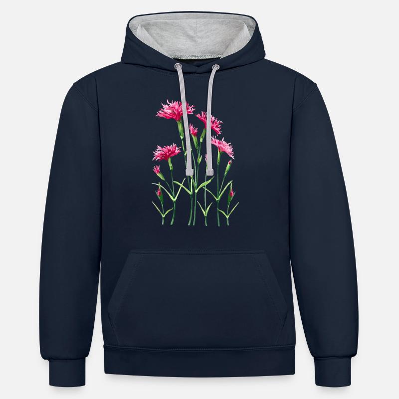 Fleur - Sweat à capuche contrasté - bleu marine/gris chiné