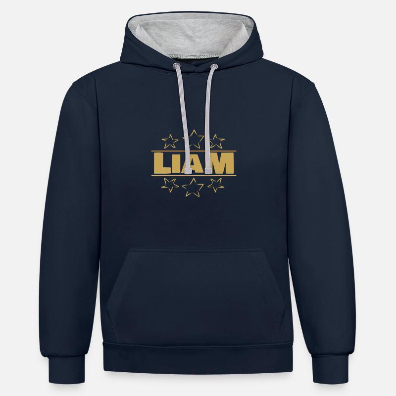 Liam - Sweat à capuche contrasté - bleu marine/gris chiné
