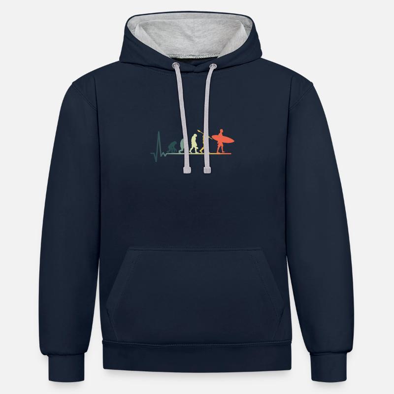 Surfer Evolution Heartbeat - Contrast hoodie - navy/heather grey