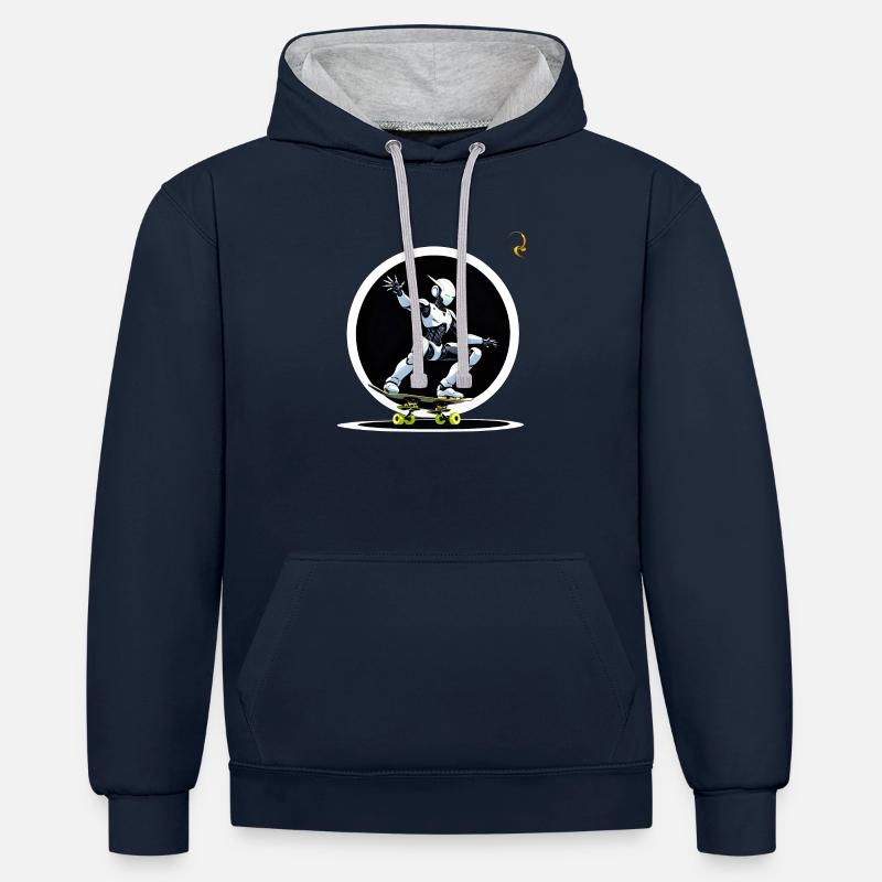 LE SKATEBOARD DU FUTUR - Sweat à capuche contrasté - bleu marine/gris chiné