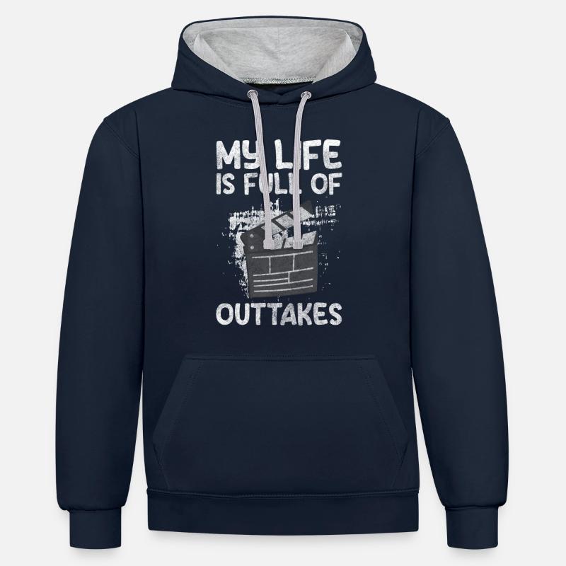 Acteur, Interprétation, Réalisation - Sweat à capuche contrasté - bleu marine/gris chiné