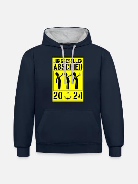 Junggesellenabschied 2024 - Kontrast-Hoodie - Navy/Grau meliert