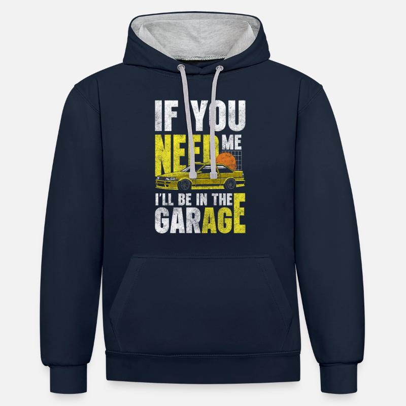 Car Engine Classic - Contrast hoodie - navy/heather grey