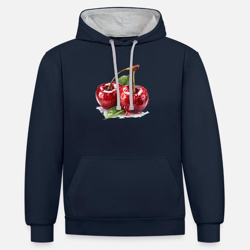 cerise - Sweat à capuche contrasté - bleu marine/gris chiné