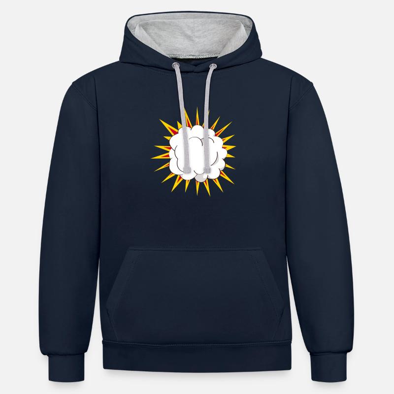 Nuage Cartoon Explosion - Sweat à capuche contrasté - bleu marine/gris chiné