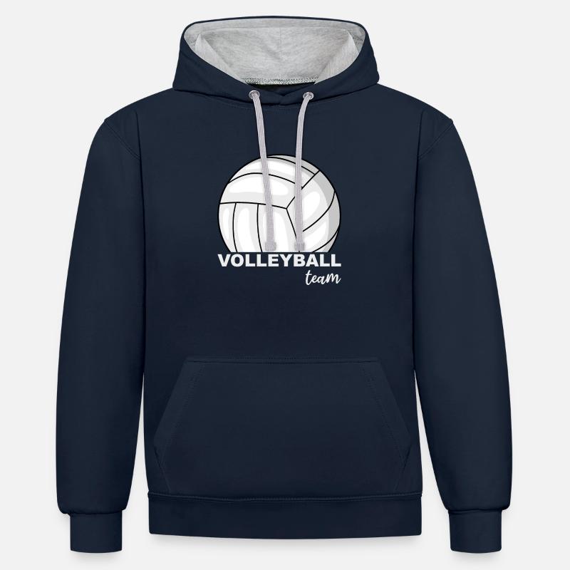 Équipe de volley-ball - Sweat à capuche contrasté - bleu marine/gris chiné