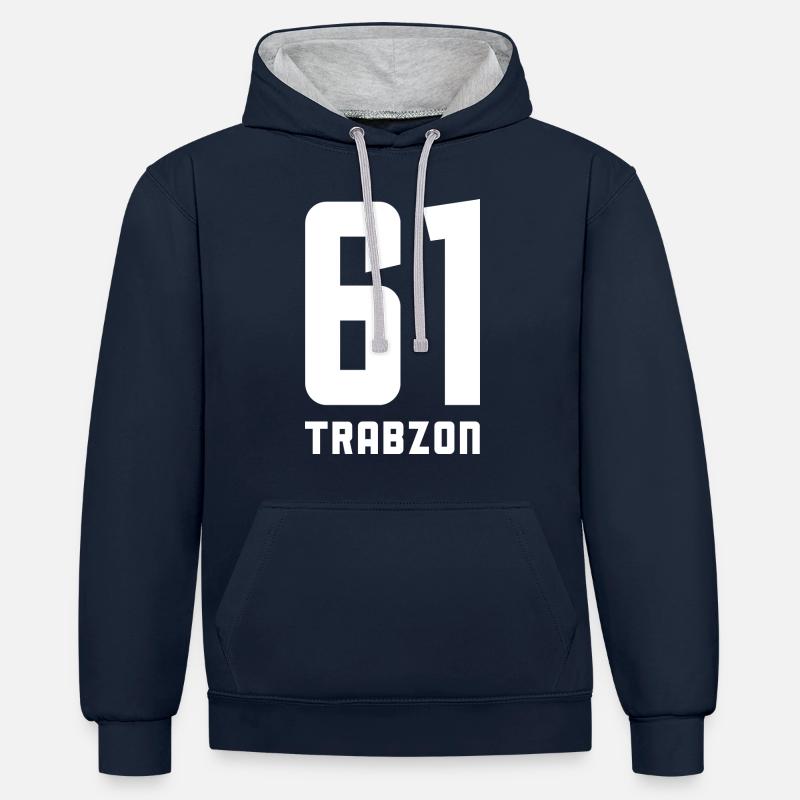 61 Trabzon - Sweat à capuche contrasté - bleu marine/gris chiné
