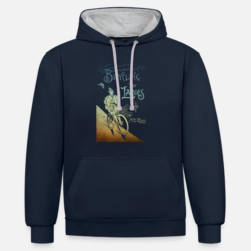Vélo pour dames - Sweat à capuche contrasté - bleu marine/gris chiné