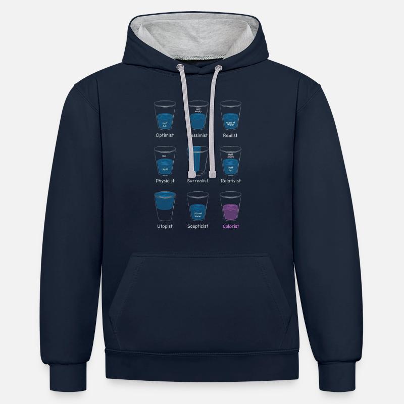 Gobelet - Sweat à capuche contrasté - bleu marine/gris chiné
