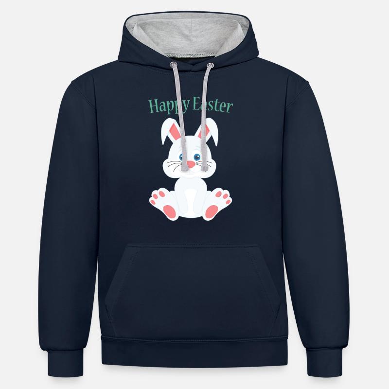 Lapin de Pâques mignon - Sweat à capuche contrasté - bleu marine/gris chiné
