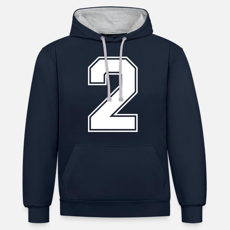 Maillot numéro 2 - Sweat à capuche contrasté - bleu marine/gris chiné