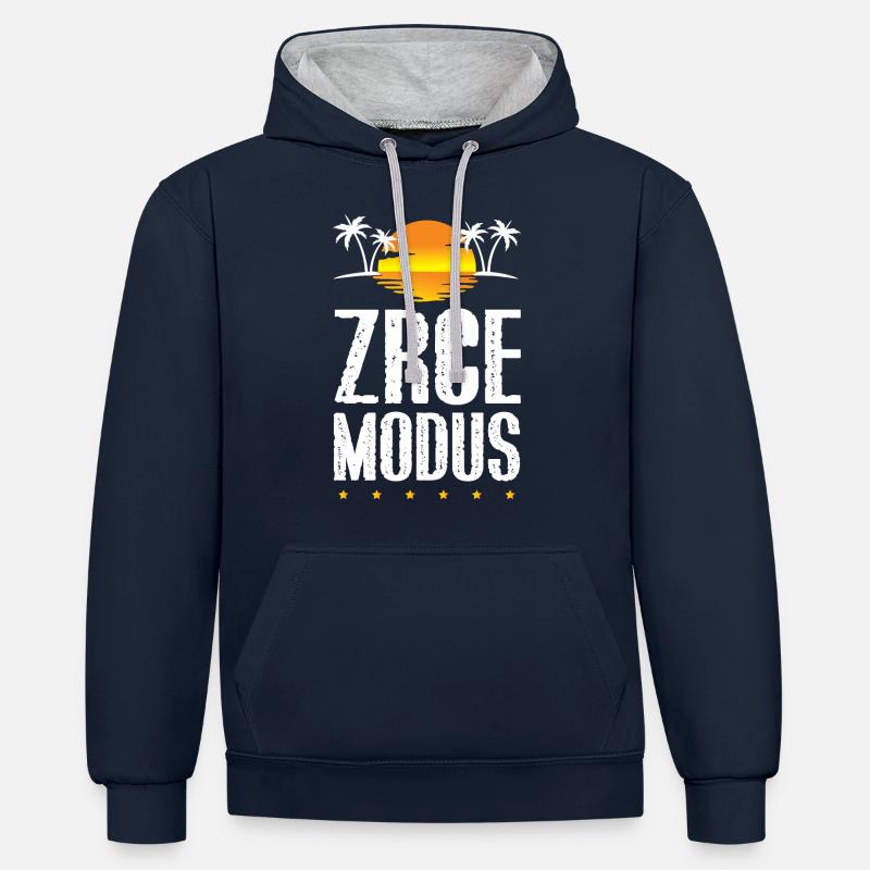 Zrce Mode - Sweat à capuche contrasté - bleu marine/gris chiné