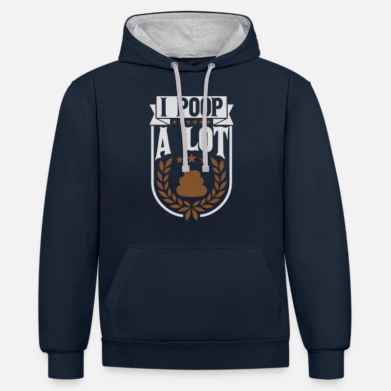Je fais beaucoup caca - Sweat à capuche contrasté - bleu marine/gris chiné