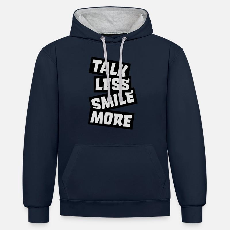 talk less smile more - Kontrast-Hoodie - Navy/Grau meliert