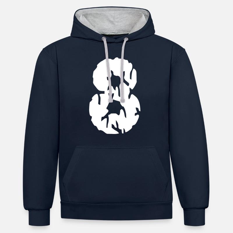 Maillot 8 numéros - Sweat à capuche contrasté - bleu marine/gris chiné