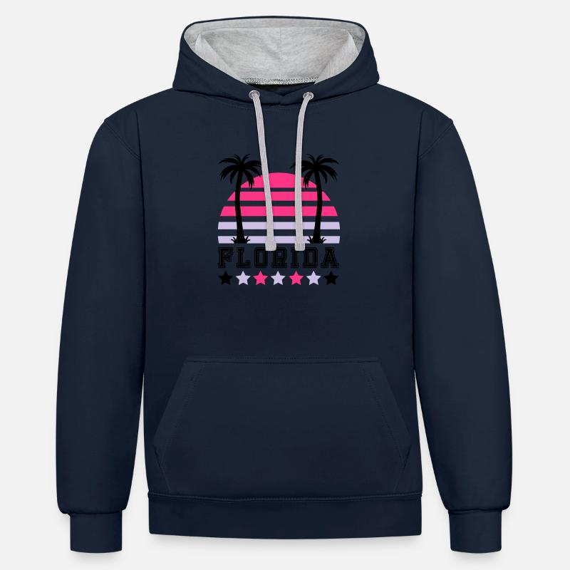 florida2 - Kontrast-Hoodie - Navy/Grau meliert