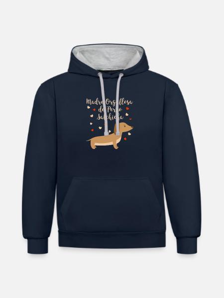 Lustige Stolze Dackel Mama Geschenk - Kontrast-Hoodie - Navy/Grau meliert