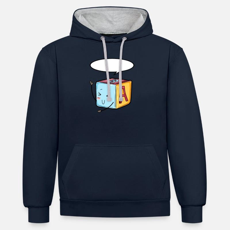 Bébé jeu de nativité cadeau - Sweat à capuche contrasté - bleu marine/gris chiné