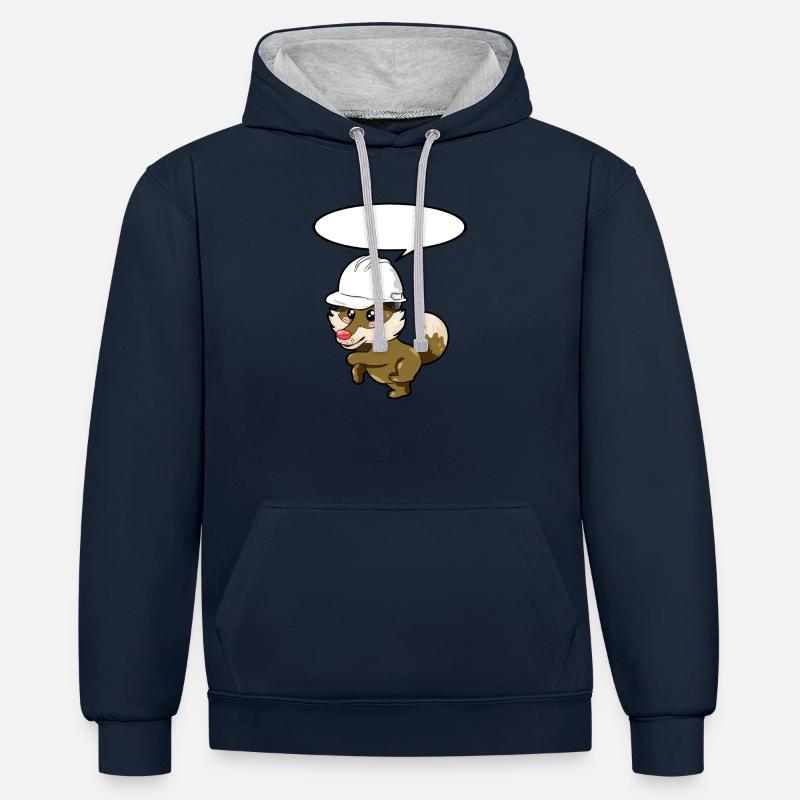 Ingeneur Wolf - Sweat à capuche contrasté - bleu marine/gris chiné