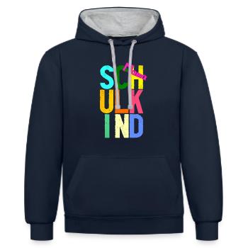 Schulkind Mama - Kontrast-Hoodie - Navy/Grau meliert - Vorne - Nico (186cm)