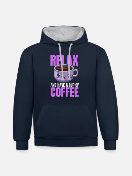 Relaxation Coffee Design - Contrast hoodie - navy/heather grey