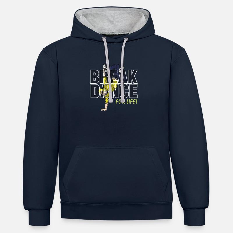 break dance - Sweat à capuche contrasté - bleu marine/gris chiné