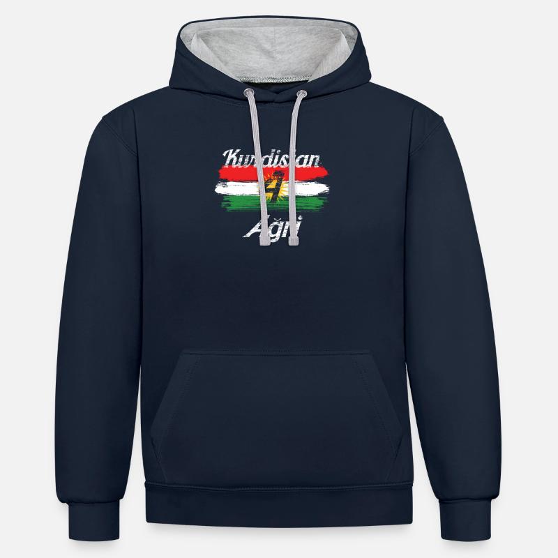 Kurdistan Agri 4 Son Biji - Sweat à capuche contrasté - bleu marine/gris chiné