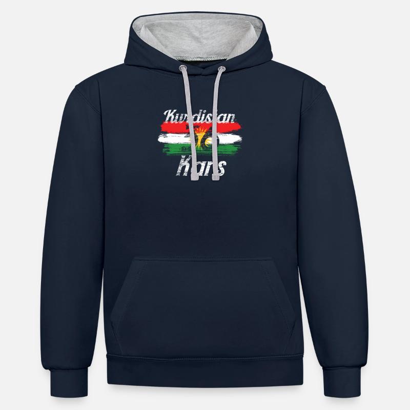 Kurdistan Ses Biji Kars 36 - Sweat à capuche contrasté - bleu marine/gris chiné