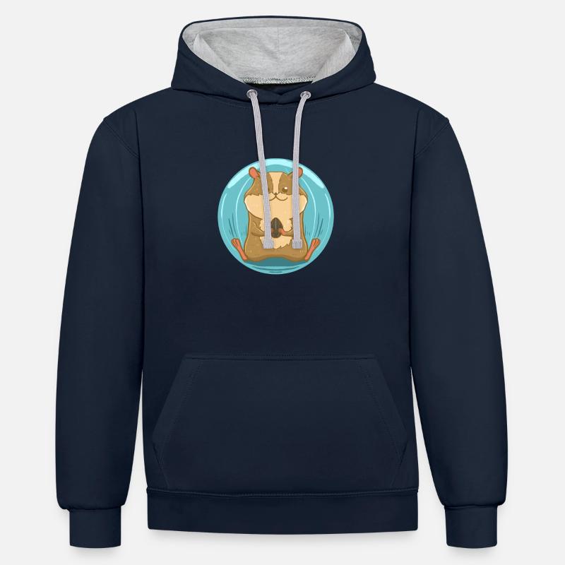 Hamster à la noix - Sweat à capuche contrasté - bleu marine/gris chiné