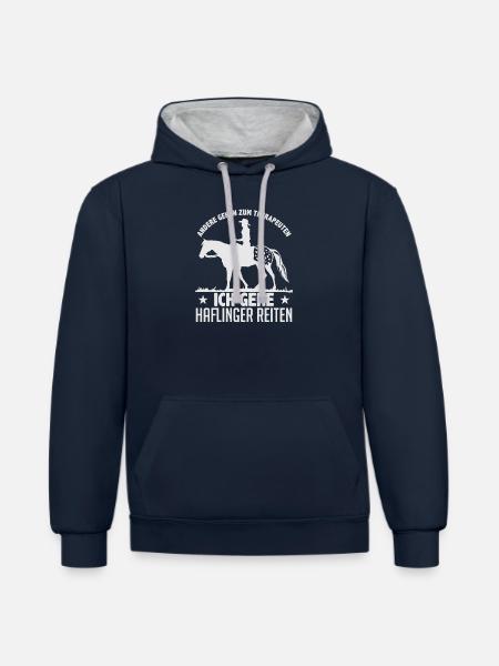 Haflinger - Kontrast-Hoodie - Navy/Grau meliert
