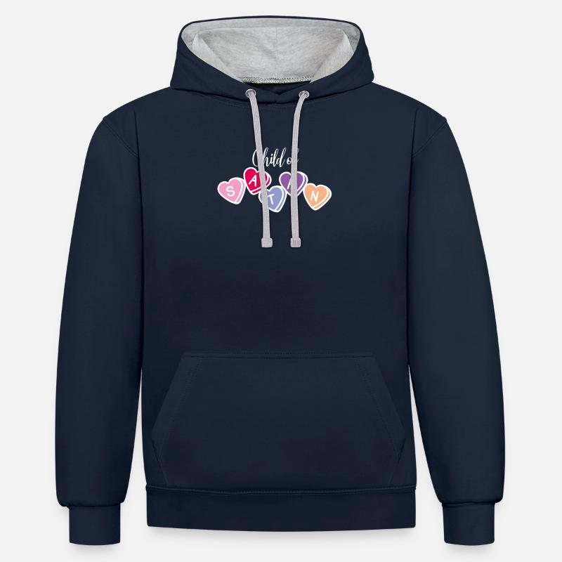 Enfant de Satan ironique et drôle - Sweat à capuche contrasté - bleu marine/gris chiné