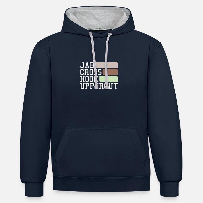 Jab, Croix, Crochet, Uppercut - Sweat à capuche contrasté - bleu marine/gris chiné