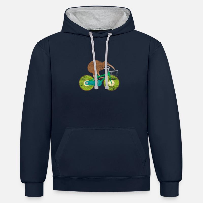 Vélo kiwi - Sweat à capuche contrasté - bleu marine/gris chiné