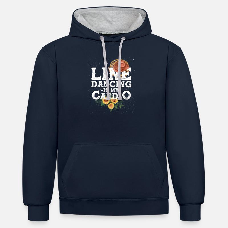 Danse en ligne - Sweat à capuche contrasté - bleu marine/gris chiné