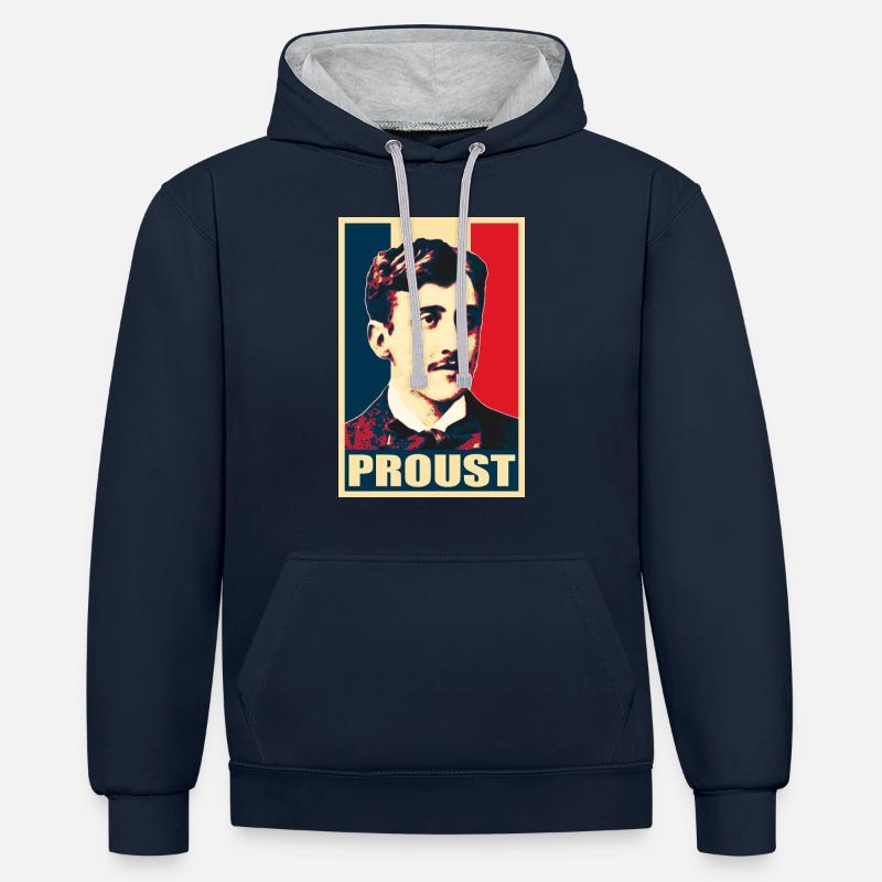 Marcel Proust - Sweat à capuche contrasté - bleu marine/gris chiné