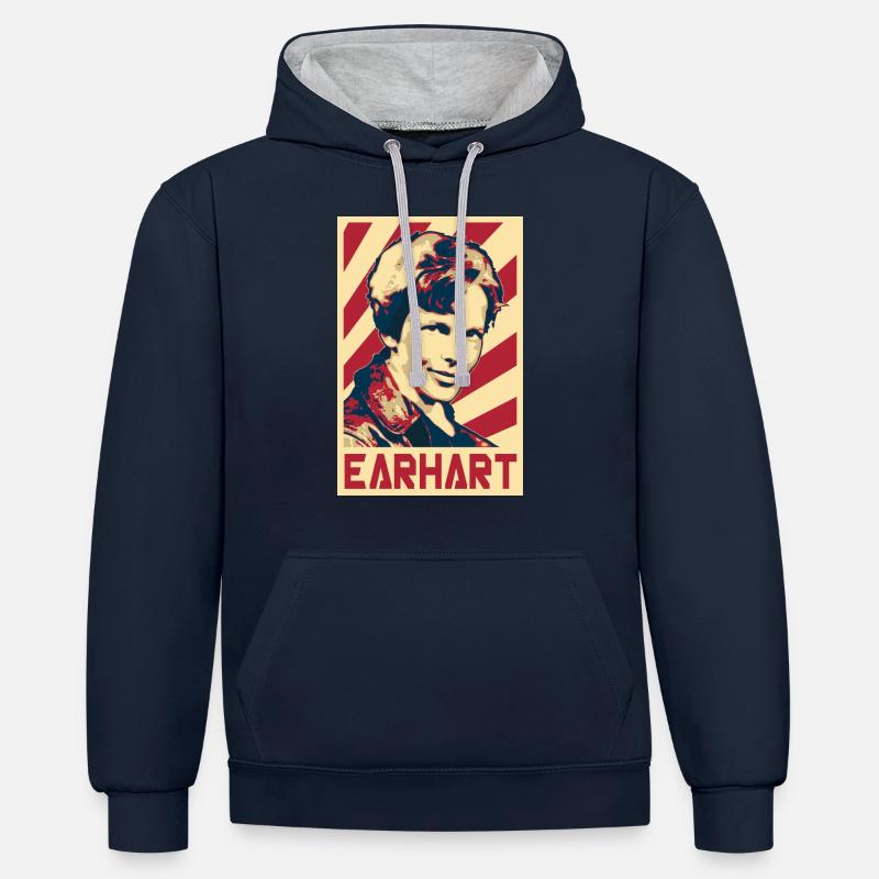 Amelia Earhart - Sweat à capuche contrasté - bleu marine/gris chiné