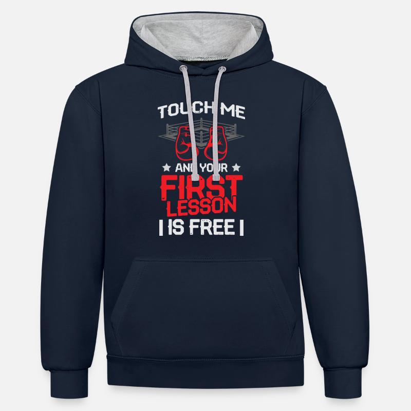boxer boxhandschuhe - Kontrast-Hoodie - Navy/Grau meliert