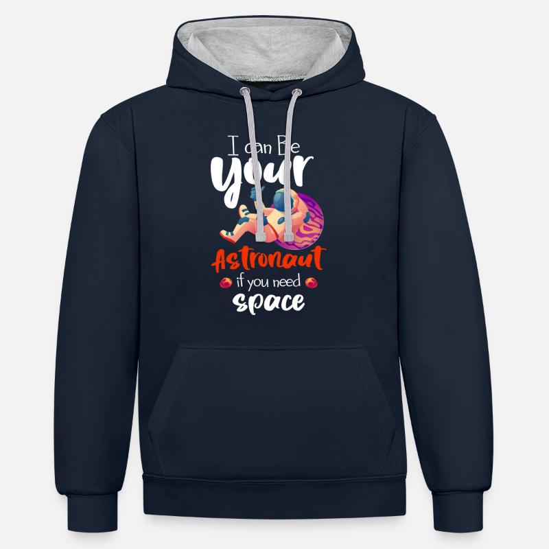 Logo de l’espace Star Spaceman - Sweat à capuche contrasté - bleu marine/gris chiné