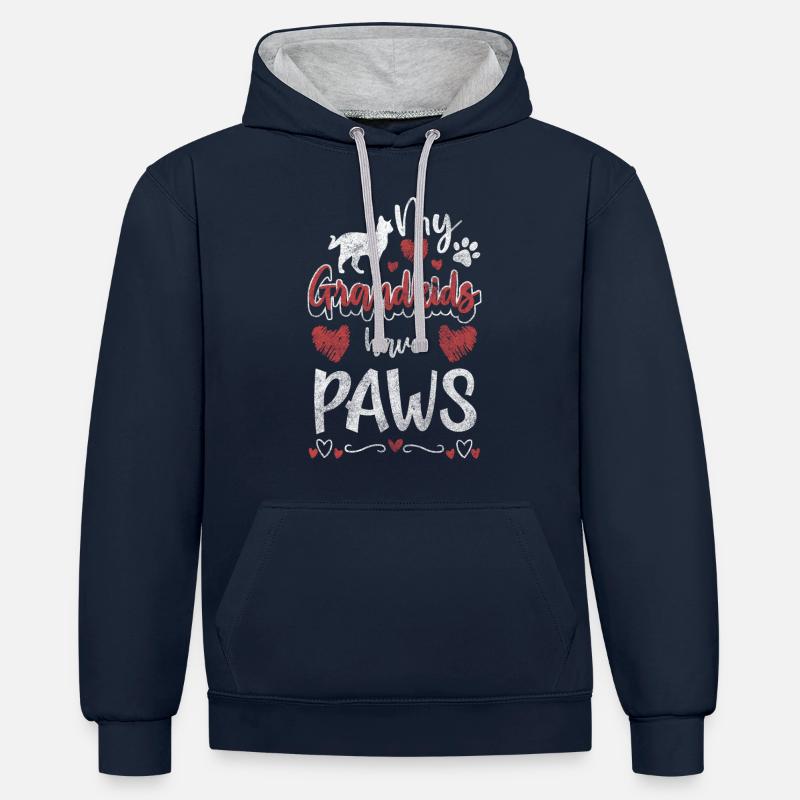 Chasseur de chats - Sweat à capuche contrasté - bleu marine/gris chiné