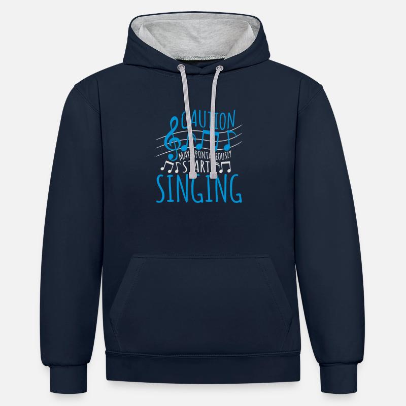 peut spontanément commencer à chanter - Sweat à capuche contrasté - bleu marine/gris chiné