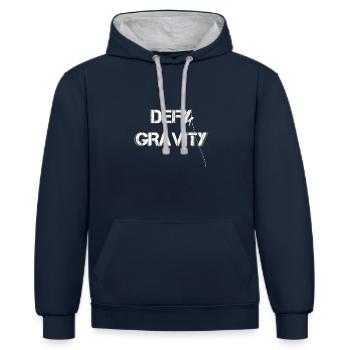 défier la gravité / escalade / randonnée - Sweat à capuche contrasté - bleu marine/gris chiné - Devant - Nico (186cm)