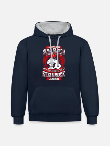 Steinbock Sternzeichen Geburtstag Geburt - Kontrast-Hoodie - Navy/Grau meliert