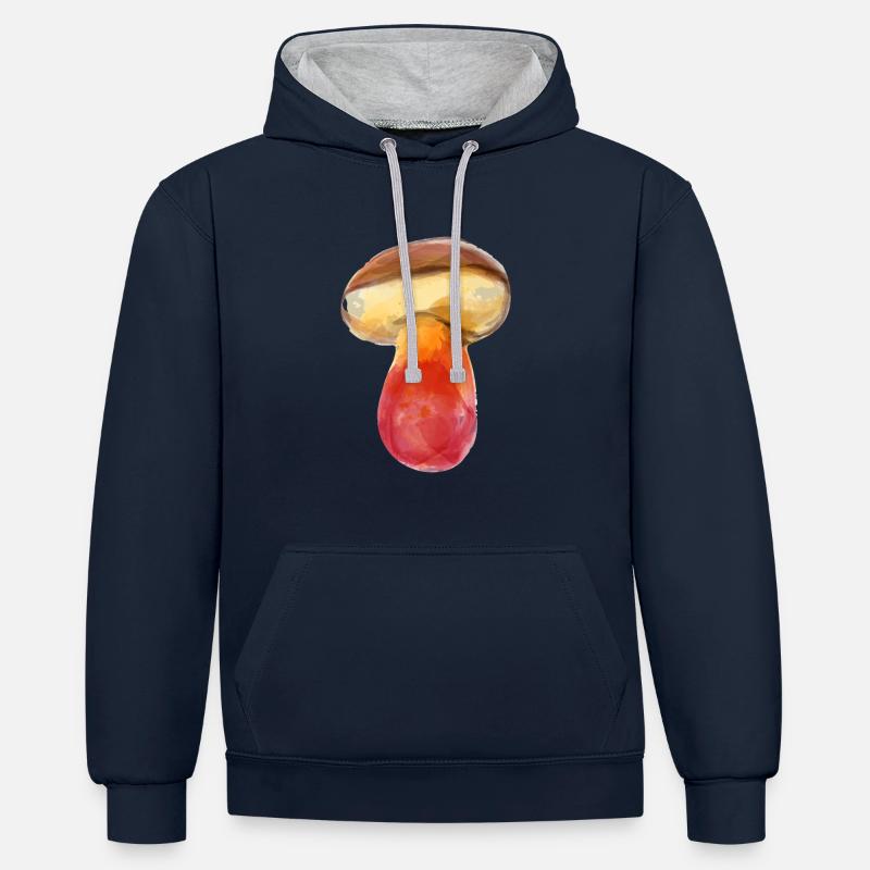 Champignon de feu Champignon - Sweat à capuche contrasté - bleu marine/gris chiné