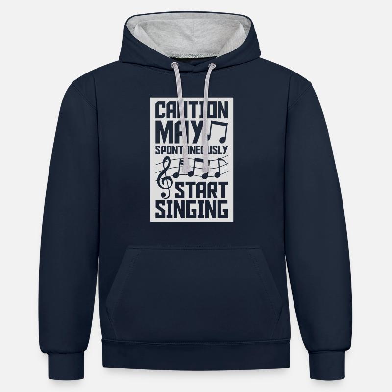 may spontaneously start singing - Contrast hoodie - navy/heather grey